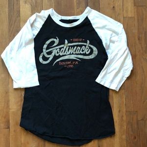 Godsmack t shirt quarter sleeve black baseball t